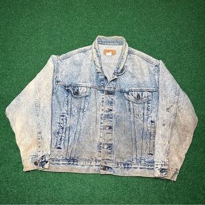 Vintage 80s Levi’s Acid Wash Denim Trucker Jacket Large Distressed Grunge Punk